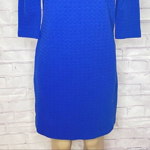 Ganni textured blue 3/4 sleeve dress - Picture 6 of 11